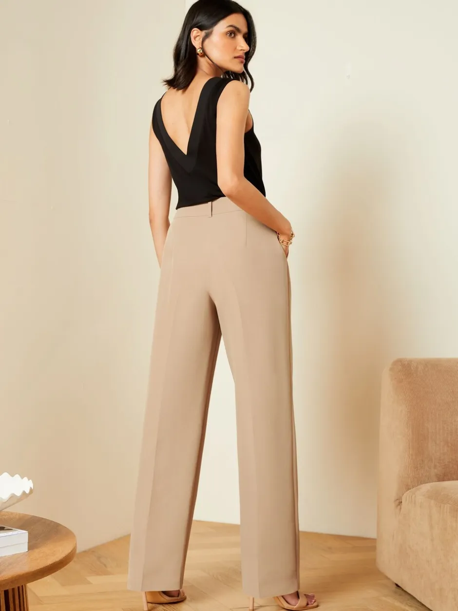 Kostuums En Werkkleding*Love & Roses Camel - broek met wijde pijpen