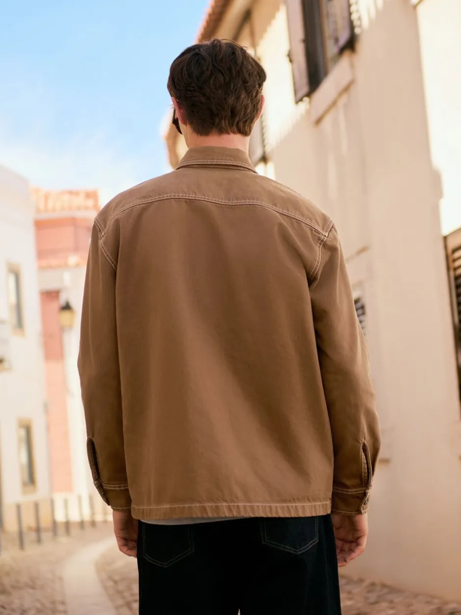 Jassen En Jacks|Next - Canvas Shacket Overshirt Camelbruin