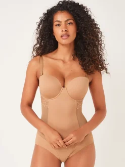 Shapewear|Next - DD+ kanten tummy control body met lichte vulling Caramel-nude
