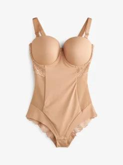 Shapewear|Next - DD+ kanten tummy control body met lichte vulling Caramel-nude