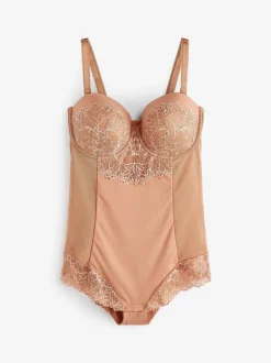 Shapewear|Next - Kanten body met cups en sterke buikcorrectie Caramel-nude