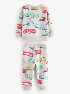Pyjama's|Nachtkleding En Pyjama's*Next Cath Kidson Rood/Ecru Witte Auto's - Single Cosy Fleece Pyjamas