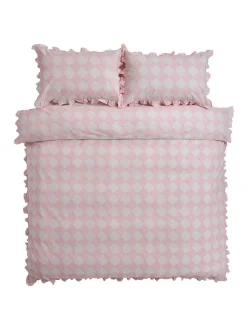 Beddengoedsets En Dekbedovertrekken|Cath Kidston 100% Cotton Duvet Cover and Pillowcase Set Pink Diamond Frill