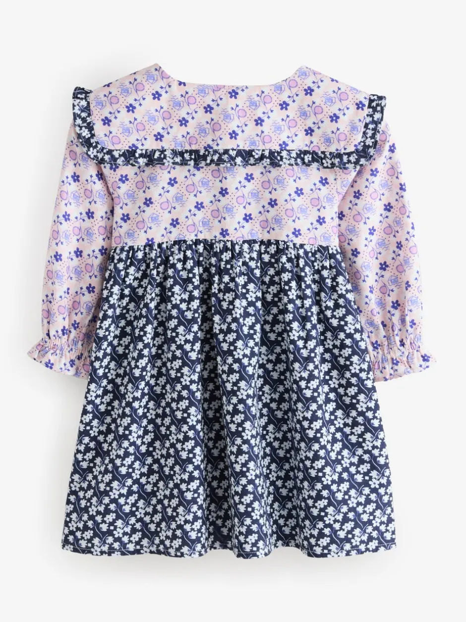 Jurken|Jurken*Next Cath Kidston Multi Navy Ditsy - Jurkje met kraag en lange mouwen (3mnd-8jr)