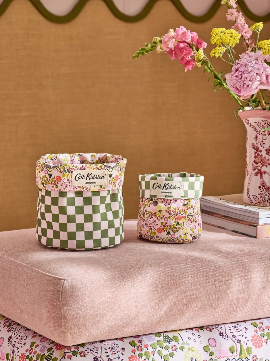 Thuiskantoor|Cath Kidston Reversible Storage Bags Groen/roze met fijne print