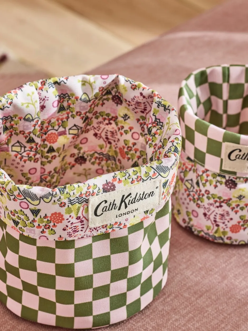 Thuiskantoor|Cath Kidston Reversible Storage Bags Groen/roze met fijne print