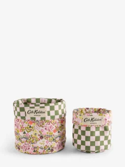 Thuiskantoor|Cath Kidston Reversible Storage Bags Groen/roze met fijne print