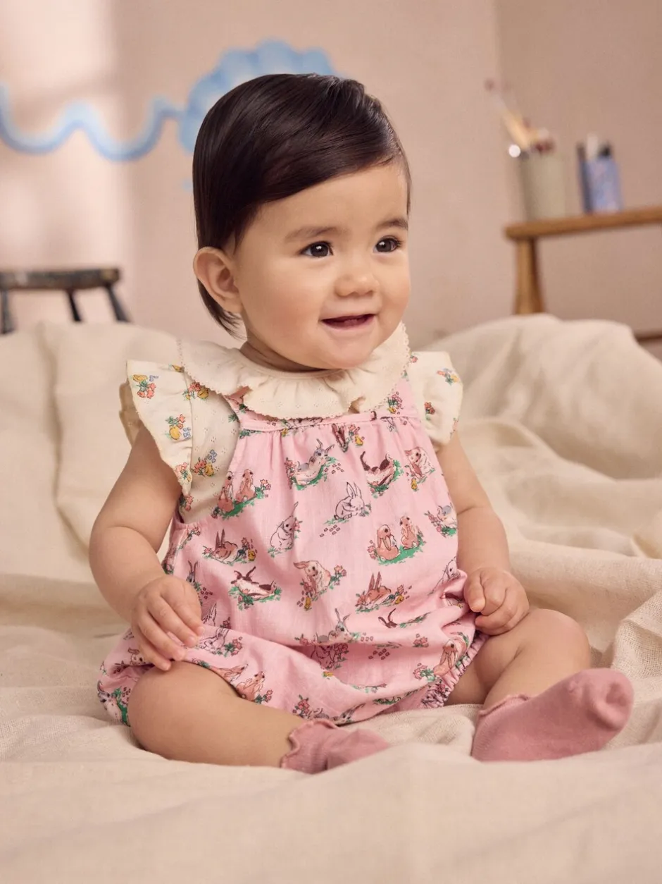 Tuinbroeken|Next Cath Kidston roze bloemenprint - Babyromper van bedrukte jersey