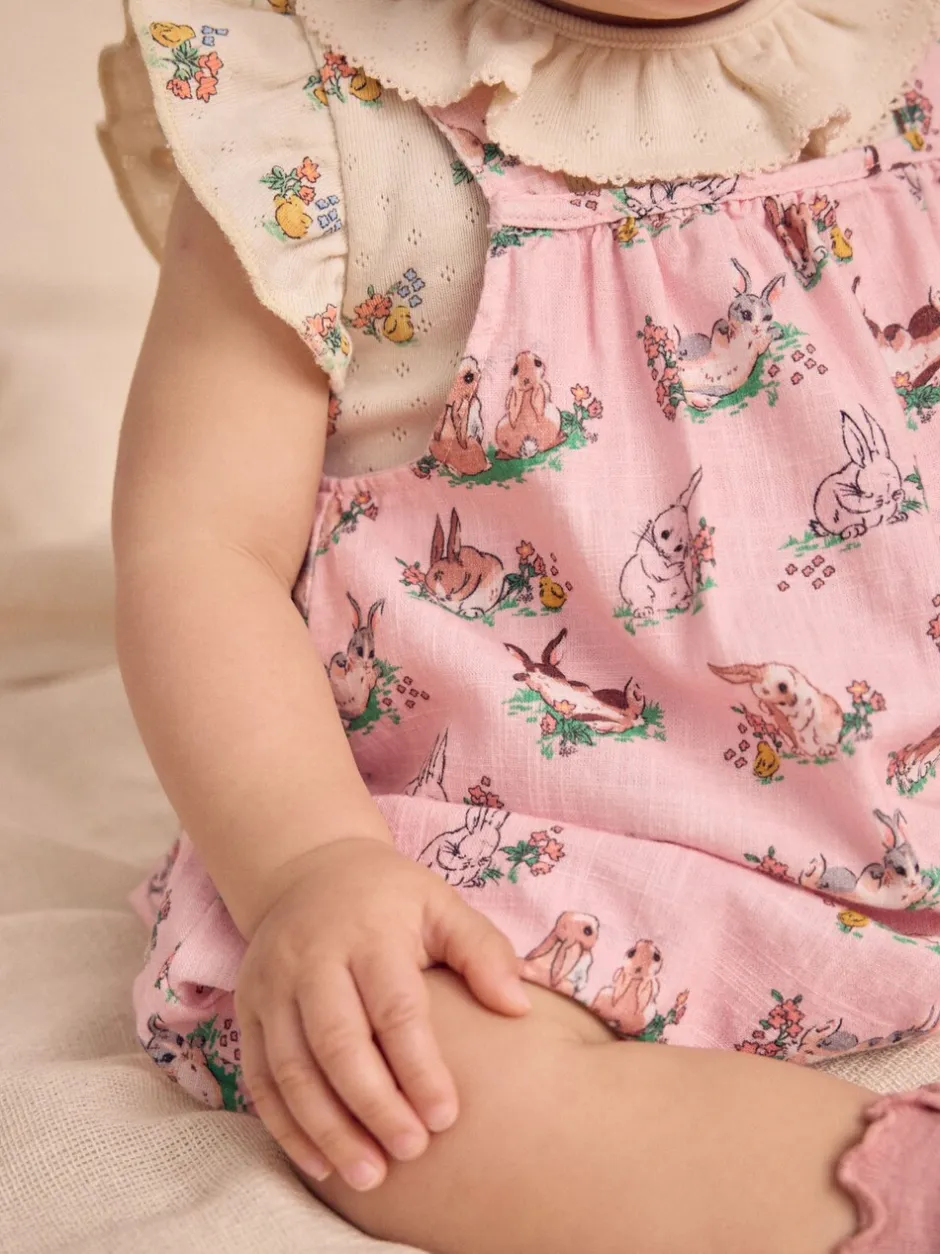 Tuinbroeken|Next Cath Kidston roze bloemenprint - Babyromper van bedrukte jersey
