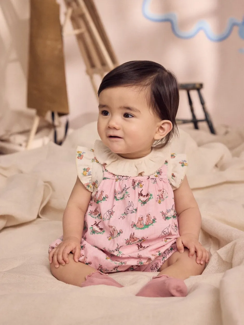 Tuinbroeken|Next Cath Kidston roze bloemenprint - Babyromper van bedrukte jersey