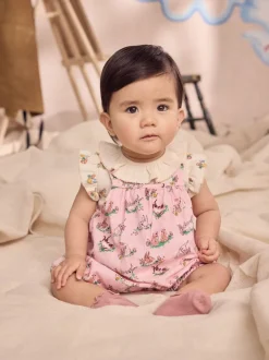 Tuinbroeken|Next Cath Kidston roze bloemenprint - Babyromper van bedrukte jersey
