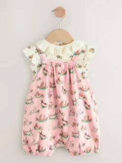 Tuinbroeken|Next Cath Kidston roze bloemenprint - Babyromper van bedrukte jersey