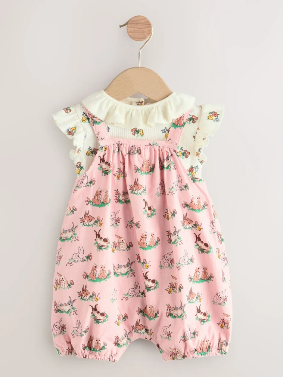 Tuinbroeken|Next Cath Kidston roze bloemenprint - Babyromper van bedrukte jersey