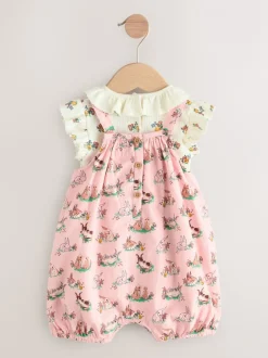 Tuinbroeken|Next Cath Kidston roze bloemenprint - Babyromper van bedrukte jersey