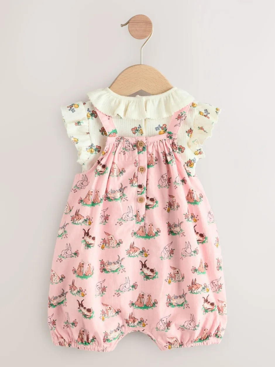 Tuinbroeken|Next Cath Kidston roze bloemenprint - Babyromper van bedrukte jersey