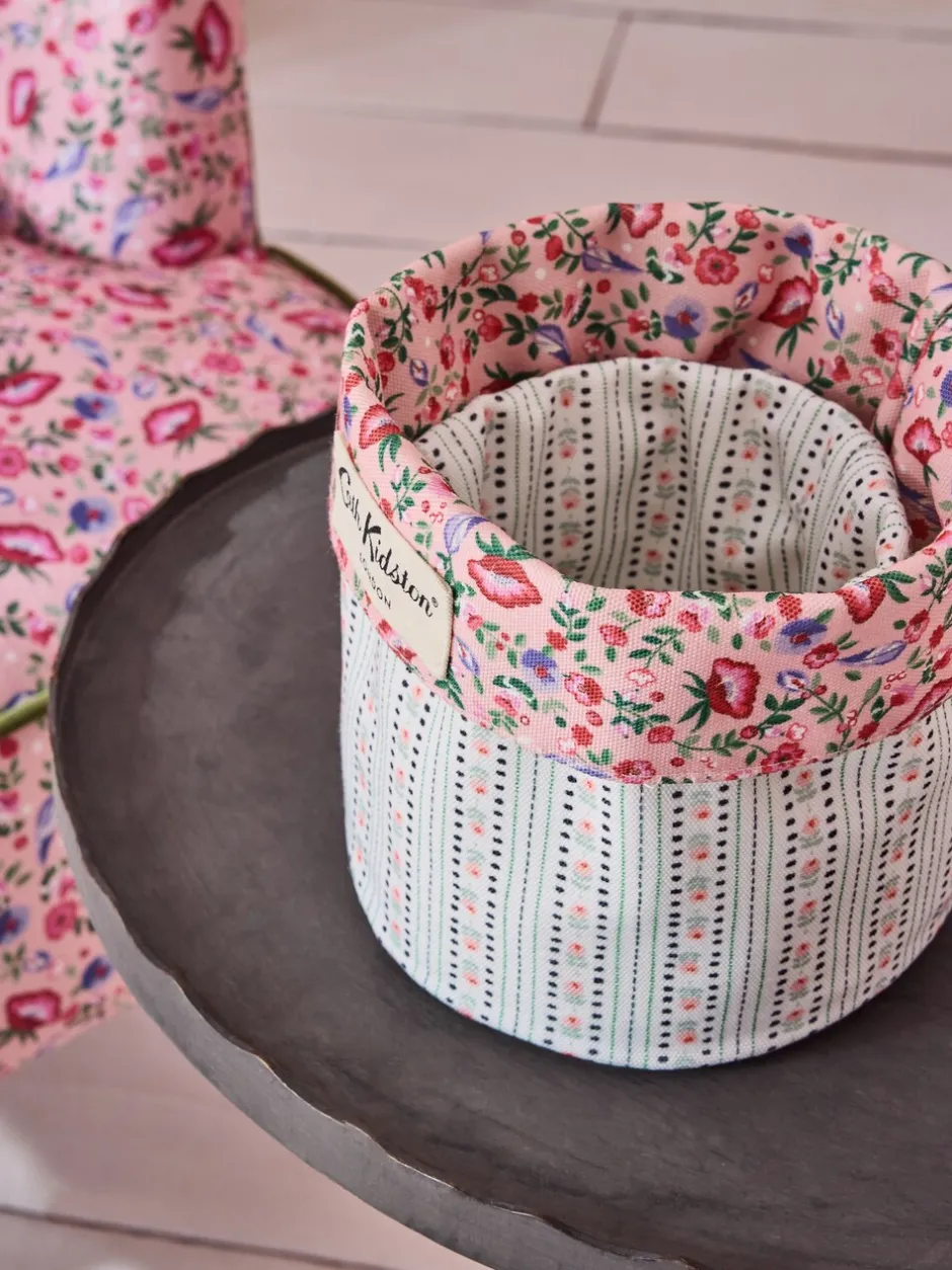 Thuiskantoor|Cath Kidston set van 2 omkeerbare opbergtassen Roze/crèmekleurig met bloemenprint