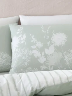 Catherine Lansfield|Catherine Lansfield - Meadowsweet omkeerbare dekbedovertrekset met bloemenprint Groen/wit