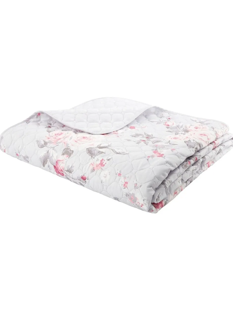 Catherine Lansfield*Catherine Lansfield - Omkeerbare doorgestikte Canterbury bedsprei met bloemenprint Grijs