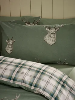 Catherine Lansfield|Catherine Lansfield Christmas Stag Check Reversible Duvet Cover Set