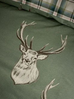 Catherine Lansfield|Catherine Lansfield Christmas Stag Check Reversible Duvet Cover Set