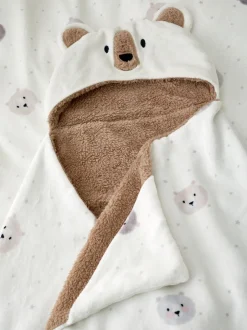 Catherine Lansfield|Babyartikelen En Slaapzakken |Catherine Lansfield Cosy Bear So Soft Fleece Hooded Blanket