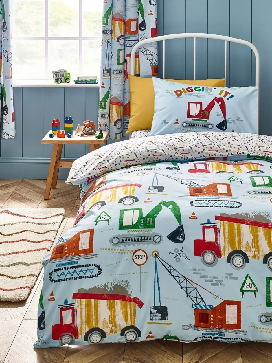Catherine Lansfield|Kinderbeddengoed|Catherine Lansfield Digger Dreams Reversible Duvet Cover Set