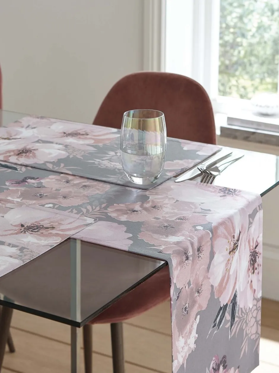 Tafellinnen En Placemats |Catherine Lansfield Dramatic Floral 100% Cotton Table Runner
