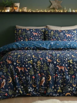 Catherine Lansfield|Beddengoedsets En Dekbedovertrekken|Catherine Lansfield Enchanted Twilight dekbedovertrek met dierenprint en kussensloop Blauw