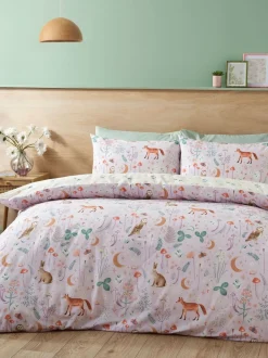 Catherine Lansfield*Catherine Lansfield Enchanted Twilight dekbedovertrek met dierenprint en kussensloop Lila