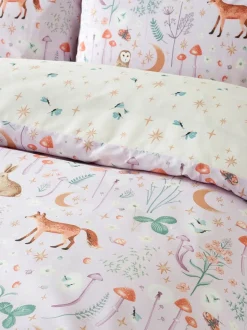 Catherine Lansfield*Catherine Lansfield Enchanted Twilight dekbedovertrek met dierenprint en kussensloop Lila