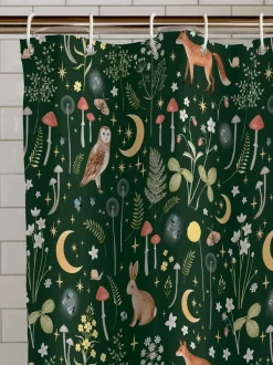 Catherine Lansfield*Catherine Lansfield Enchanted Twilight Animal Shower Curtain Donkergroen