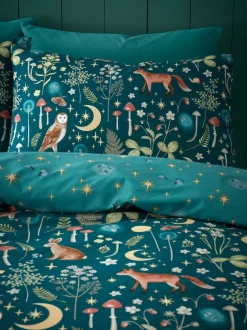 Catherine Lansfield|Beddengoedsets En Dekbedovertrekken|Catherine Lansfield Enchanted Twilight dekbedovertrek met dierenprint en kussensloop Groen