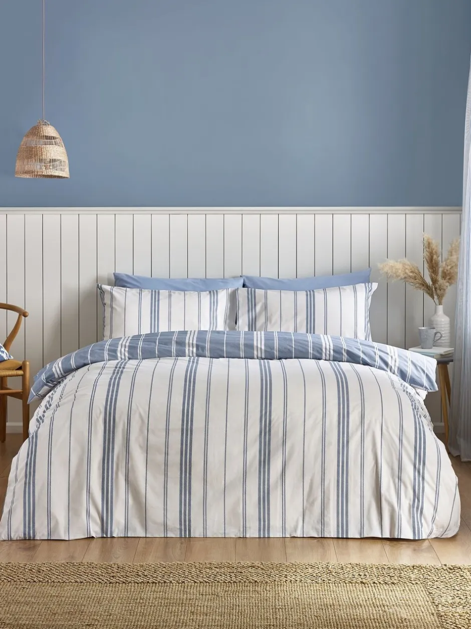 Catherine Lansfield|Catherine Lansfield Harbour Stripe Reversible Duvet Cover Set