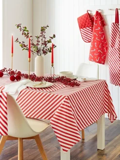 Tafellinnen En Placemats *Catherine Lansfield Kerstmis Candy Cane 100% katoenen tafelkleed