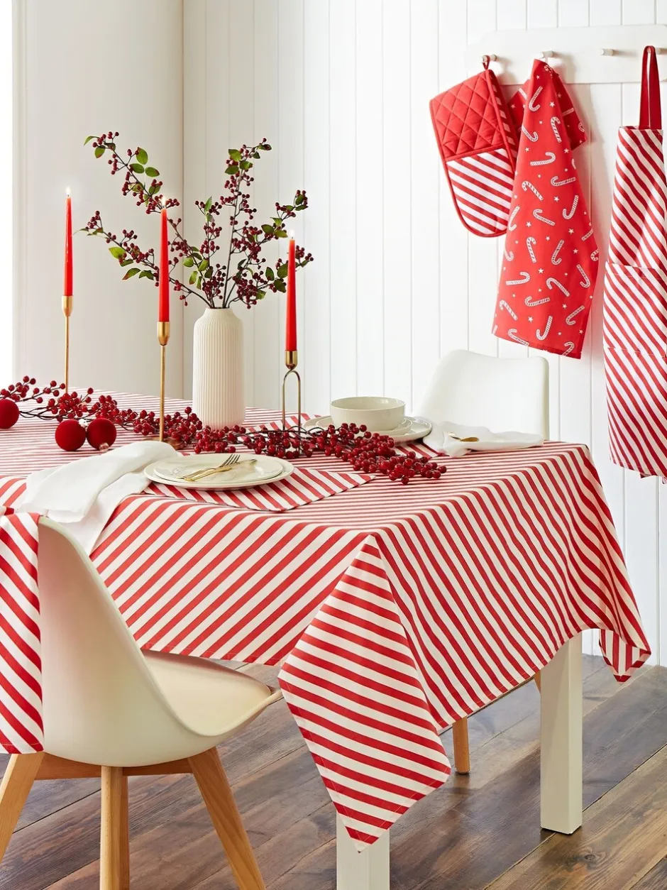 Tafellinnen En Placemats *Catherine Lansfield Kerstmis Candy Cane 100% katoenen tafelkleed