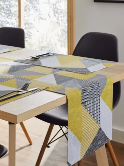 Tafellinnen En Placemats |Catherine Lansfield Larsson geo 100% katoenen tafelloper Geel