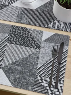 Tafellinnen En Placemats *Catherine Lansfield Larsson set van 2 afwasbare placemats van 100 katoen Grijs