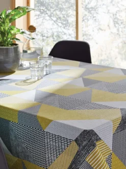 Tafellinnen En Placemats |Catherine Lansfield Larsson Geo 100% katoenen tafelkleed Okergeel