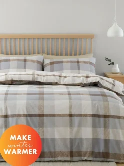Catherine Lansfield*Catherine Lansfield Omkeerbare Supersoft 100% Geborstelde Katoenen Ruit Dekbedovertrekset