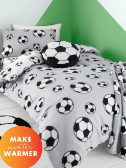 Catherine Lansfield|Kinderbeddengoed|Catherine Lansfield omkeerbare dekbedovertrekset van fleece met voetbal