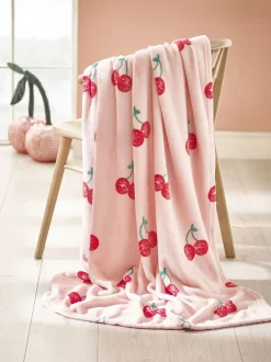 Catherine Lansfield|Catherine Lansfield Oversized Disco Cherries Cosy Fleece Deken