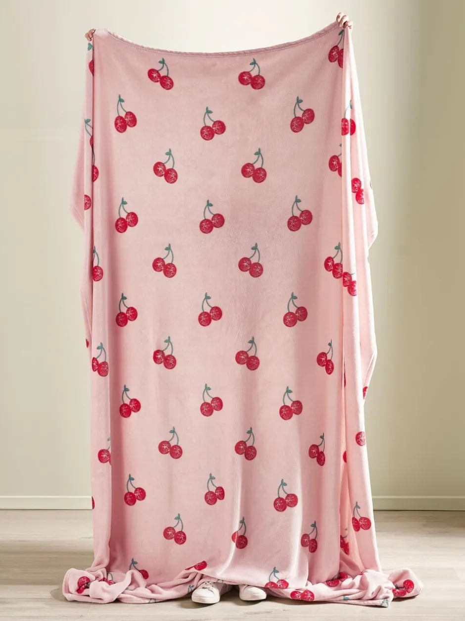 Catherine Lansfield|Catherine Lansfield Oversized Disco Cherries Cosy Fleece Deken
