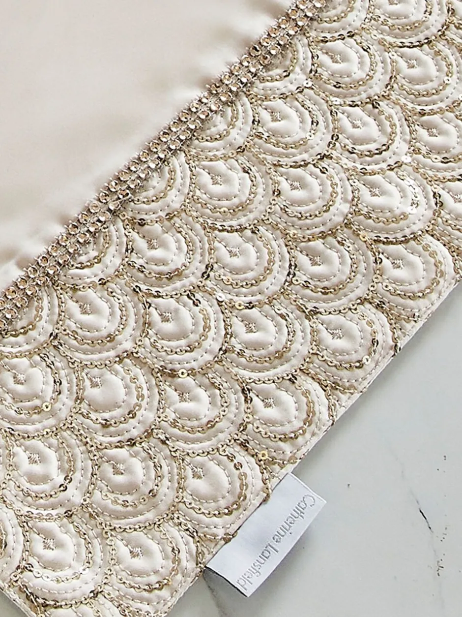 Tafellinnen En Placemats |Catherine Lansfield Set van 4 Deco Pailletten Eetkamer Placemats Champagne