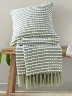 Catherine Lansfield|Catherine Lansfield Stab Stitch Throw Groen