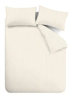 Catherine Lansfield*Catherine Lansfield Supersoft 100% geborstelde katoenen dekbedovertrekset met strepen Natuurlijk