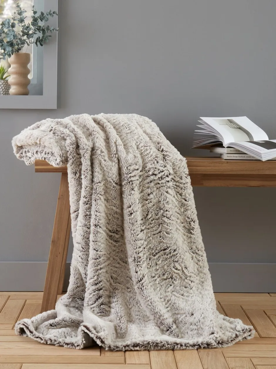 Catherine Lansfield|Kussentjes En Plaids*Catherine Lansfield Wolf imitatiebont bedloper