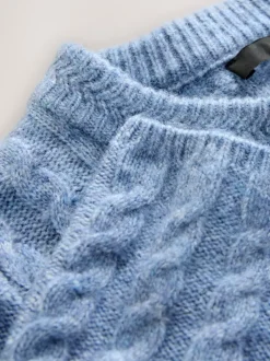 Gebreide Kleding|Jurken|Next - Mini-trui-jurk met kabelpatroon Chambray blauw