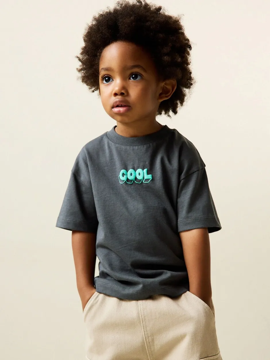 T-Shirts|Tops|Next Charcoal Grey Cool Slogan - Short Sleeve Small Graphic T-Shirt (3mths-7yrs)