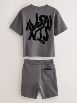 Shorts*smALLSAINTS - Orlando T-Shirt and Sweat Shorts Set Charcoal Grey/Flocked