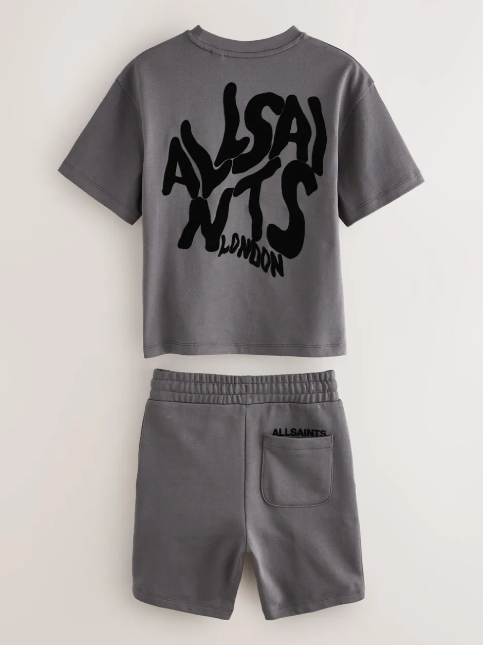 Shorts*smALLSAINTS - Orlando T-Shirt and Sweat Shorts Set Charcoal Grey/Flocked